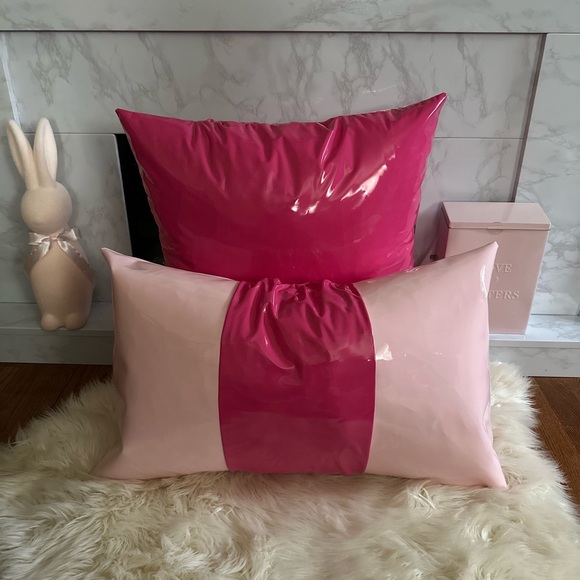Dark Pink Faux Leather 18 X 18 Throw Pillows - Picture 10 of 10
